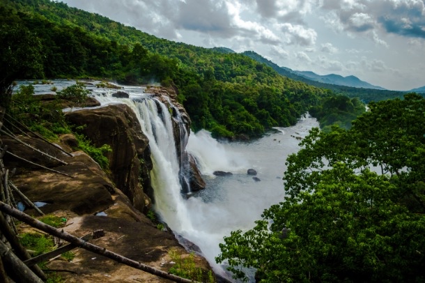 kerala waterfall in monsoon season